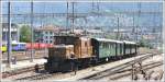 100 Jahrjubilum Chur - Disentis mit Oldtimerzug Ge 6/6 I 414 bei der Militrrampe in Chur.