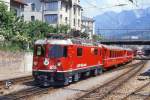 RhB Glacier-Express 3555 von Chur nach Thusis am 21.05.1989 Ausfahrt Chur mit E-Lok Ge 4/4 II 625 - 2xA - FO B - ....