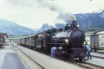 RhB Dampfzug 5253 fr GRAUBNDEN TOURS von Landquart nach Disentis am 30.08.1997 in Untervaz mit Dampflok G 4/5 107 - B 2246 - B 2247 - D 4052I - Xk 9398.