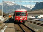 Pendelzug Schiers-Rhzns-Schiers am 02.02.07 im Bhf.Untervaz  der z.Zt.umgebaut wird