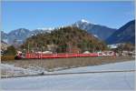 RE1149/GEX902 mit Ge 4/4 III 642  Breil/Brigels  bei Ems Werk. (26.01.2016)