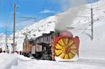 RhB Dampfschneeschleuderfahrt 2018   Das Bernina Krokodil Ge 4/4 Nr.
