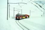 RhB Schneerumzug fr Graubnden Tours 4466 von Alp Grm nach Ospizio Bernina am 01.03.1997 oberhalb Scala mit Triebwagen ABe 4/4 II 47 - B 2091 - Xk 9132.
