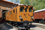 Museumsbahn Blonay–Chamby (BC) und Rhätische Bahn (RhB Bernina).
Vom Genfersee in die Bündnerberge.
Seit dem 23. August 2021 befindet sich die BC Ge 4/4 81, ehemals Berninabahn (RhB), in Lanquart. 
Am 26. August 2021 wird sie mit einem Extrazug nach Pontresina überführt, wo sie endlich wieder einmal Berninaluft schnuppern kann.
Die frisch revidierte Ge 4/4 81 vor dem BC Museum Chaulin am 8. September 1918, zu jener Zeit, als das Bernina Bahn Krokodil Ge 4/4 182 bei der BC auf Besuch war.
Foto: Walter Ruetsch


