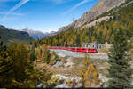 RhB ABe 8/12 3511 / Morteratsch, 15. Oktober 2023<br>
Regio St. Moritz - Tirano