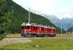 RhB - Dienstzug 8632 von Ospozio Bernina nach Pontresina am 17.08.2008 zwischen Morteratsch und Surovas mit Triebwagen ABe 4/4 III 52 - ABe 4/4III 55  
