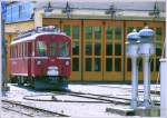 ABe 4/4 I 35 vor dem Depot in Poschiavo, quasi die eiserne Reserve.