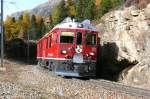 RhB - Regionalzug 1643 von St.Moritz nach Tirano am 13.10.2008 bei Montebello mit Triebwagen ABe 4/4 III 52 - ABe 4/4III 53 - B - B - AB - BD - Lb
