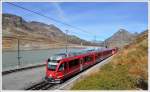 R1621 mit ABe 8/12 3506 in Ospizio Bernina 2253m /M., der hchst gelegenen RhB Station.