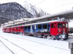 Triebwagen ABe 4/4 III 56 und 54 im Bf. Pontresina - 04-02-2013