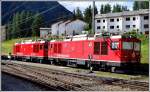 Gem 4/4 801  Steinbock  und 802  murmeltier  in Pontresina.