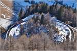 ABe 4/4 II 47 als Dienstextrazug in der Stablinikurve zwischen Alp Grüm und Cavaglia. (22.12.2016)