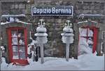 Es ist ungemütlich auf dem Perron in Ospizio Bernina 2253m ü/M..