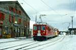 RhB Schneerum-Extrazug fr GRAUBNDEN TOURS 4466 von Alp Grm nach Ospizio Bernina an 01.03.1997 in Ospizio Bernina mit Triebwagen ABe 4/4 II 47 - B 2091 - X 9132  