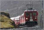 Triebwagen ABe 4/4 43 und 47 fhren den Bernina Express 970 von Tirano nach St.Moritz, hier bei Ospizio Bernina.