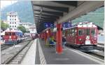 Im Endbahnhof Tirano stehen der ABe 4/4 III 53  Tirano , der ABe 8/12 3501 und der ABe 4/4 II 43. (08.05.2010)