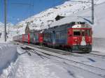 2 Triebwagen ABe 4/4 III 55 und 56, im Bf Ospizio Bernina - 01-02-2011