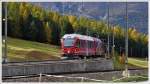 R1645 aus Pontresina erreicht Pontresina. Im Vordergrund die Strecke aus Samedan. (11.10.2012)