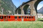 RhB Regionalzug 460 von Tirano nach St.Moritz am 21.08.1991 erreicht Kreisviadukt bei Brusio mit Triebwagen ABe 4/4II 47 - AB 154x - B. Hinweis: gescanntes Dia
