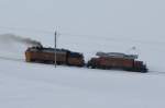 Am 23.02.2013 fanden am Berninapass die pro Jahr zweimal durchgefhrten Dampfschneeschleuderfahrten statt.