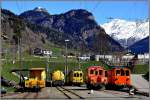 Fahrzeugparade in Poschiavo. Xe 4/4 9922, Ge 2/2 161 und De 2/2 151. (15.04.2013)