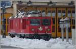 Gem 4/4 801 macht Pause in Poschiavo. (05.02.2014)