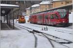 R1640 mit ABe 8/12 3502 und Tm 119 in Pontresina. (14.01.2016)