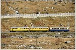 Bahnoldtimer-Wochenende im Engadin.Montebello-Express mit den beiden ABe 4/4 I 30 und 34, sowie dem Pianobar Wagen WR-S 3820 zwischen Ospizio Bernina und Bernina Lagalb.