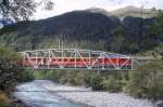 RhB Regionalzug 1929 von Scuol nach Pontresina am 22.08.2007 auf Inn-Viadukt bei Zernez mit ABDt 1755 - B 2353 - WS 3911 - B 2352 - A 1248 - E-Lok Ge 4/4 II 614 - Gbk-v 5528
