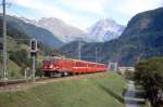 RhB Regional-Express 1325 Engadin-Star von Landquart nach St.Moritz am 24.08.2007 Einfahrt Zernez mit E-Lok Ge 4/4 I 608 - A 1265 - B 2375 - B 2376 - B 2374 - D 4225  