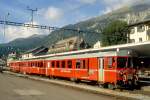 RhB - Regionalzug 340 von Pontresina nach Samedan am 11.09.1994 in Samedan mit BDt 1722 - B 2339 - Triebwagen ABe 4/4 503 - Hinweis: ABe 4/4 503 07/1998 Abbruch  