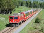 Ge 4/4 I 605 mit Bernina Express (richtung Tirano), zwischen Samedan un Pontresina - 06/2008