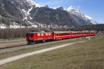 Ge 4/4 I 609 fhrt am 29.4.10 mit einem Regionalzu von Pontresina Richtung Punt Muragl.