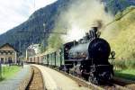 RhB DAMPF-GmP fr RHTIA INCOMING 6217 von Samedan nach Scuol am 10.09.1994 in Susch beim Kreuzugs- und Schmierhalt mit Dampflok G 4/5 108 - D 4052I - B 2060 - Gb 5034 - Gb 5916 - Gb 5817 - Gbkv
