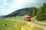 RhB Extra - GTERZUG 6717 von Samedan nach S-chanf am 04.09.1996 zwischen La Punt und Madulain mit E-Lok Ge 4/4II 617 - Ge 4/4II 630 - Fad 8731 - Fad 8726 - Fad 8736 - Fad 8727 - Fad 8738 - Fad 8733 -