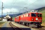 RhB REGIONALZUG 725 von St.Moritz nach Scuol am 04.09.1996 in S-chanf mit E-Lok Ge 4/4I 603 - B 2232 - B 2371 - AB 1564 - AB 1524 - D 4206.
