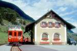 RhB EXTRAZUG FLIEGENDER RHTIER 3760 von Scuol nach Bever am 29.08.1996 in Lavin mit Triebwagen ABe 4/4 503 - A 1251 - B 2301 - D 4054.