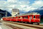 RhB EXTRAZUG FLIEGENDER RHTIER 3760 von Scuol nach Bever am 29.08.1996 Zuoz mit Triebwagen ABe 4/4 503 - A 1251 - B 2301 - D 4054.