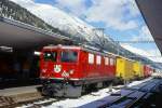 RhB Regionalzug 754 von Scuol nach St.Moritz am 04.10.1999 in Samedan mit E-Lok Ge 4/4 I 606 - Sbkv 7705 - Sbkv 7708 - D 4206 - B 2356 - B 2347 - A 1233 - B 2253 - Hinweis: gescanntes Dia  