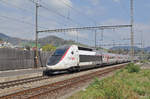 TGV Lyria 4403 durchfährt den Bahnhof Gelterkinden.