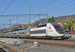 TGV Lyria 4407, STAN WAWRINKA, durchfährt den Bahnhof Sissach.