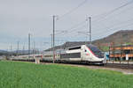 TGV Lyria 4415 fährt Richtung Basel. Die Aufnahme stammt vom 14.04.2018.