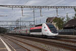 TGV Lyria 4409 durchfährt den Bahnhof Rupperswil.