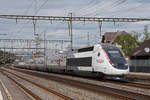 TGV Lyria 4406 durchfährt den Bahnhof Rupperswil.
