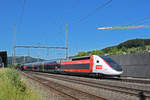 TGV Lyria 4726 durchfährt den Bahnhof Gelterkinden. Die Aufnahme stammt vom 07.07.2020.