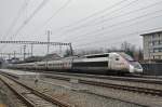 TGV Lyria 4406 durchfährt den Bahnhof Sissach. Die Aufnahme stammt vom 17.02.2015.