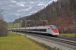 RABe 501 023-2 Giruno fährt Richtung Bahnhof Tecknau.