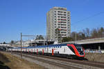 RABe 502 010-7 fährt Richtung Bahnhof Muttenz. Die Aufnahme stammt vom 17.02.2019.