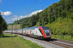 RABDe 502 010-7 Twindexx fährt am 22.08.2022 Richtung Bahnhof Gelterkinden.