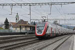 RABe 502 213-7 Twindexx durchfährt am 27.02.2023 den Bahnhof Rupperswil.